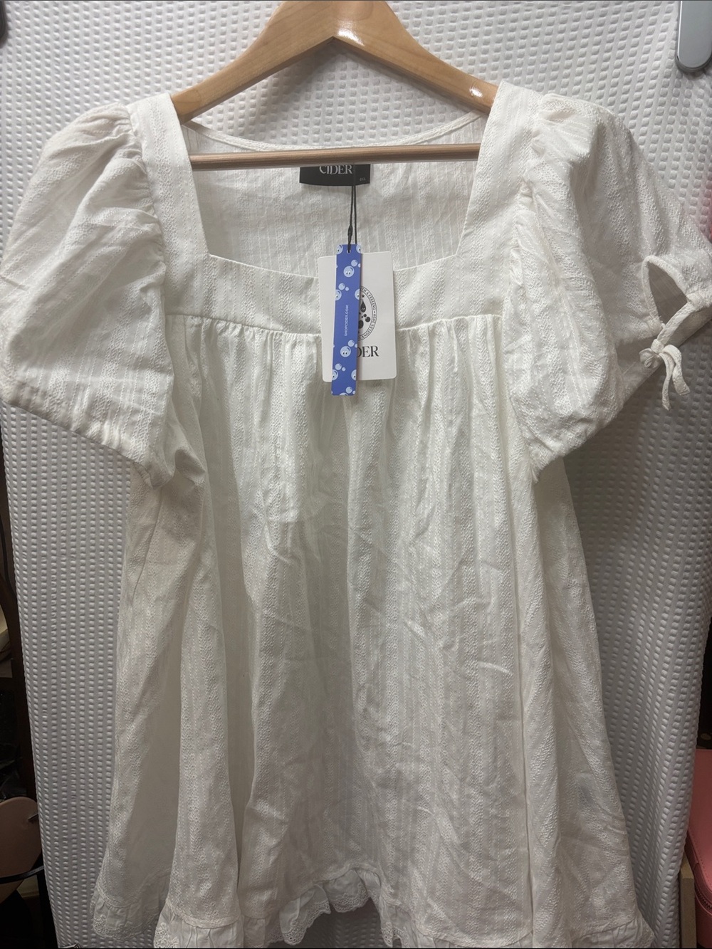 Cider Cream Square-Neck Puff Sleeve Tunic